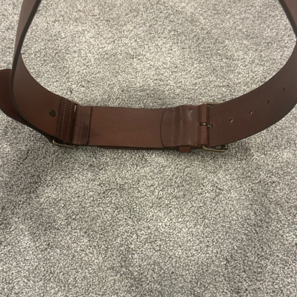 Vintage BURBERRY Brown Adjustable Womens Leather Belt Equestrian Wide - Picture 5 of 10